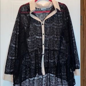 Lace button up blouse